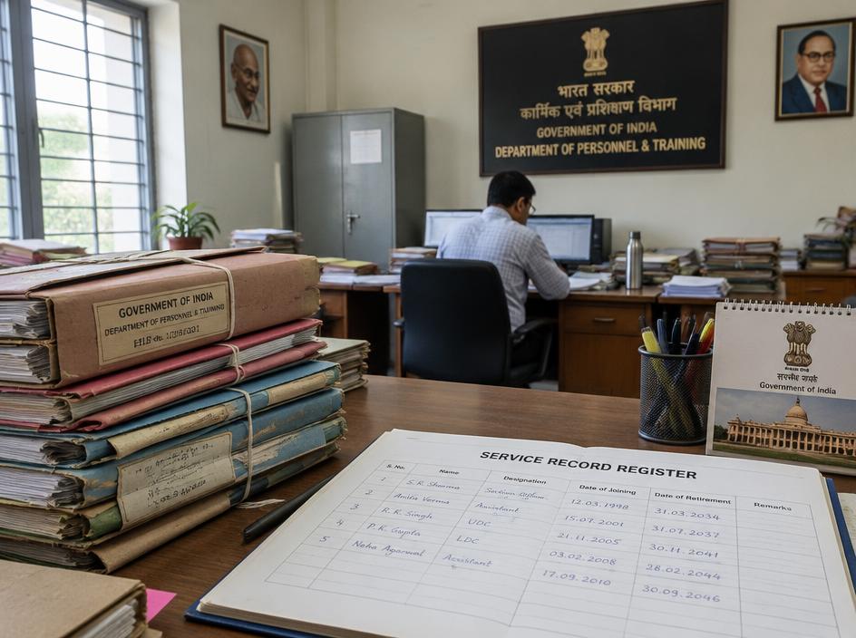 Government office files and a service record register